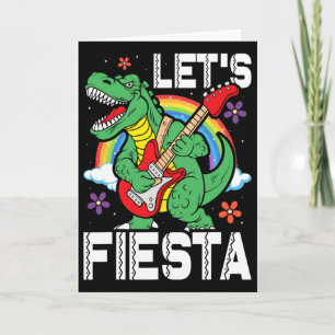 Cartão Crianças Vamos Festa Dino Trex Fofo Meninos Cinco