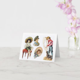 Cartão Crianças Victorianas charmosas e Colagem de Cães