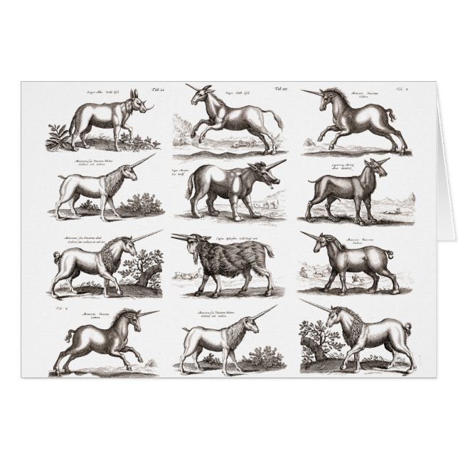 Cartão Criatura Mágica Clássica do Unicórnio Antiquado (Frente Horizontal)