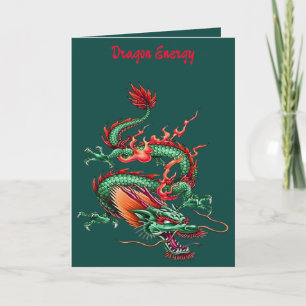 Cartão Criatura Mitológica Dragão Verde Oriental Chinês