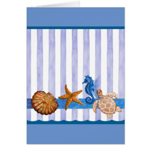 Cartão Criaturas do mar náutico