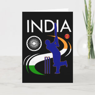 Cartão Cricket Índia Com Pincelada Da Bandeira Indiana As