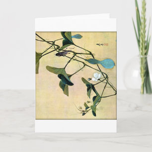 Cartão Cricket on a Vine Japanese Woodblock Art Ukiyo-E