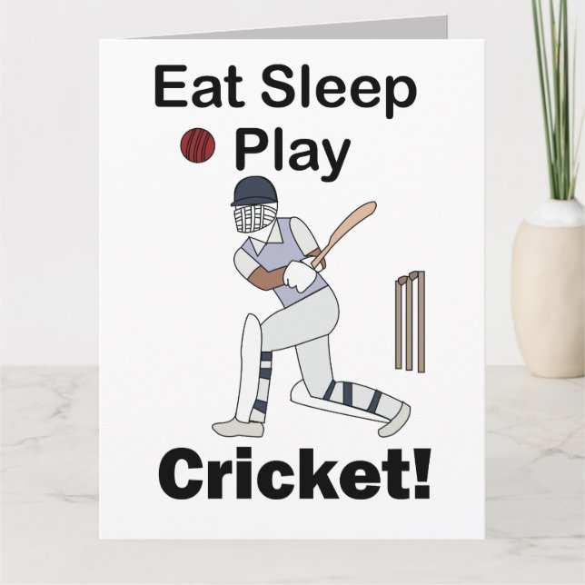 Cartão Cricket Sports Eat Sleep Play Cricket (Frente)
