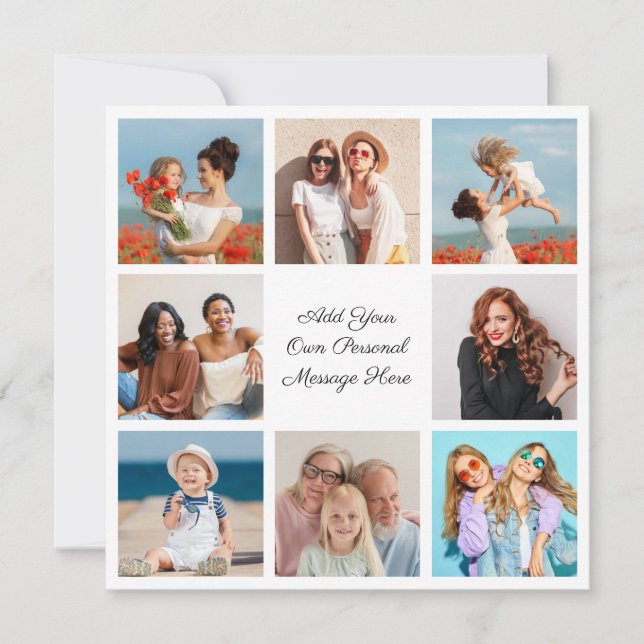 Cartão Crie a sua própria colagem de 8 fotos Adicione a s (Frente)