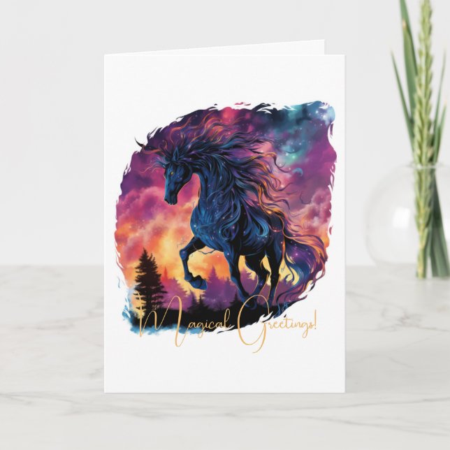 Cartão Crie A Sua Própria Pirois, Magia Do Cavalo Escuro (Frente)
