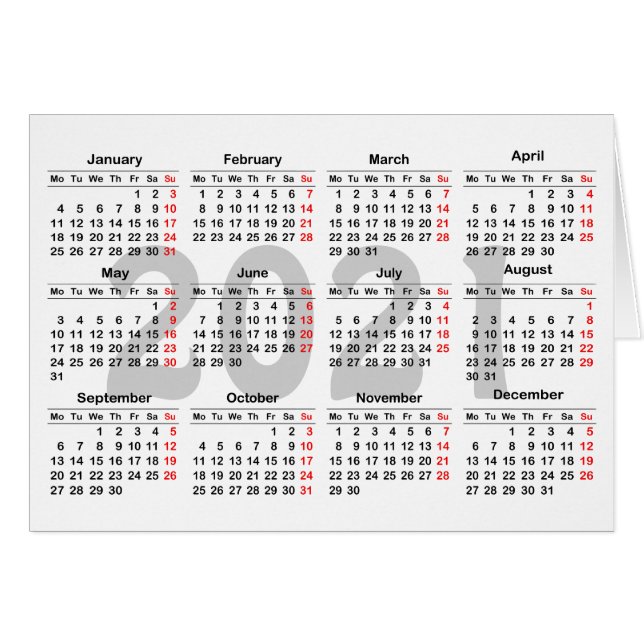 Cartão Crie seu próprio calendário para 2021 (Frente horizontal)