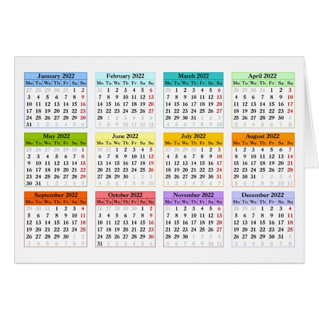 Cartão Crie seu próprio calendário para 2022 (Frente horizontal)