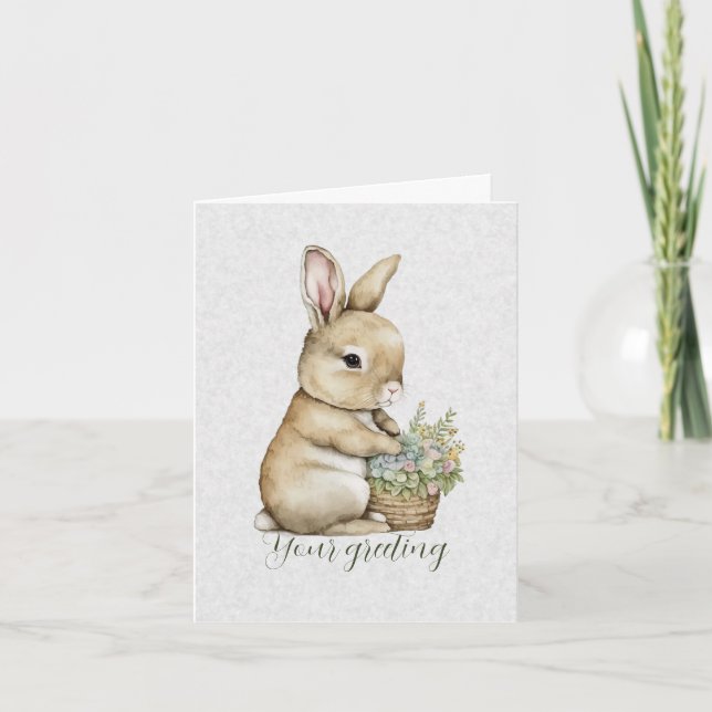 Cartão Crie seu próprio coelho da primavera e flores silv (Frente)