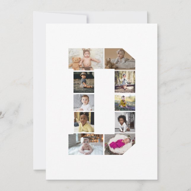 Cartão Crie Seu Próprio Colagem de Fotos com a Letra D (Frente)