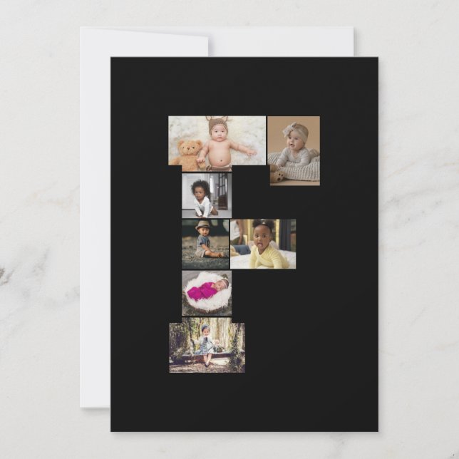Cartão Crie Seu Próprio Colagem de Fotos com a Letra F (Frente)