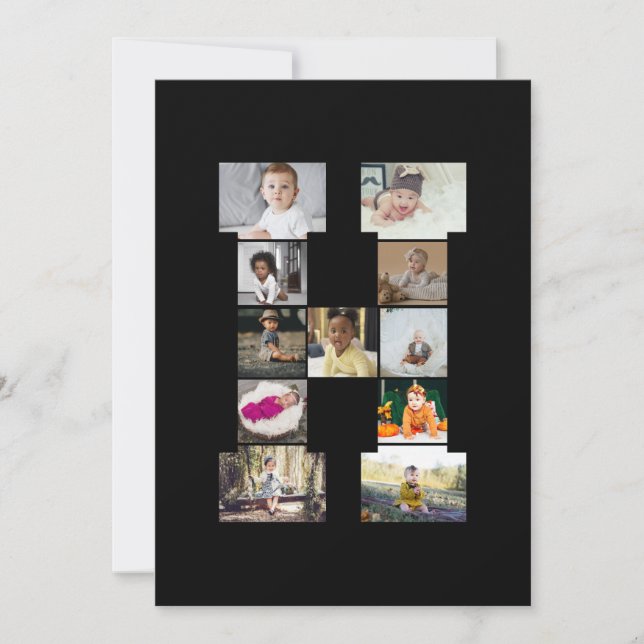 Cartão Crie Seu Próprio Colagem de Fotos com a Letra H (Frente)