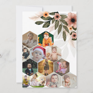 Cartão Crie Seu Próprio Colagem de Fotos Floral 12