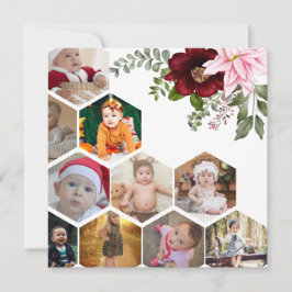 Cartão Crie seu próprio colar de fotos floral com 10 foto