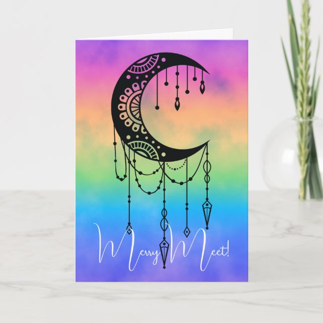 Cartão Crie sua própria Boho Mandala Moon Silhouette (Frente)