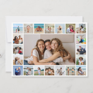 Cartão Crie Sua Própria Colagem de 21 Fotos Editável em C