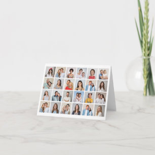 Cartão Crie Sua Própria Colagem de 24 Fotos Editável em C