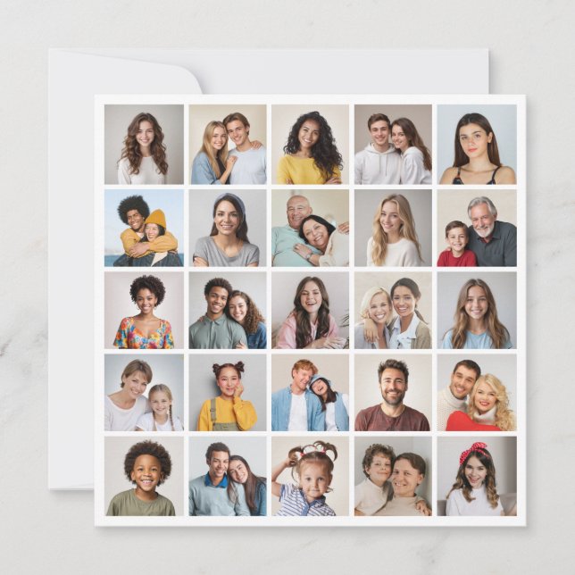 Cartão Crie Sua Própria Colagem de 25 Fotos (Frente)