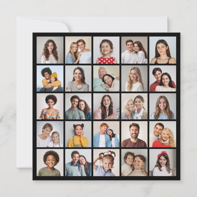 Cartão Crie Sua Própria Colagem de 25 Fotos (Frente)