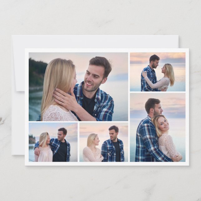 Cartão Crie Sua Própria Colagem de 5 Fotos (Frente)