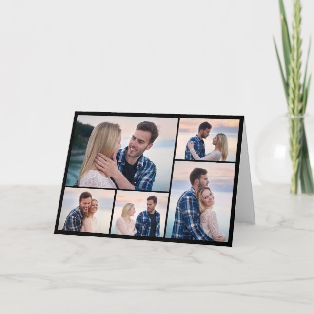 Cartão Crie Sua Própria Colagem de 5 Fotos (Frente)