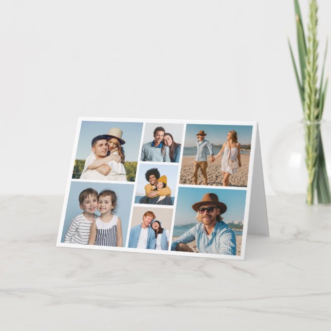 Cartão Crie Sua Própria Colagem de 7 Fotos (Frente)