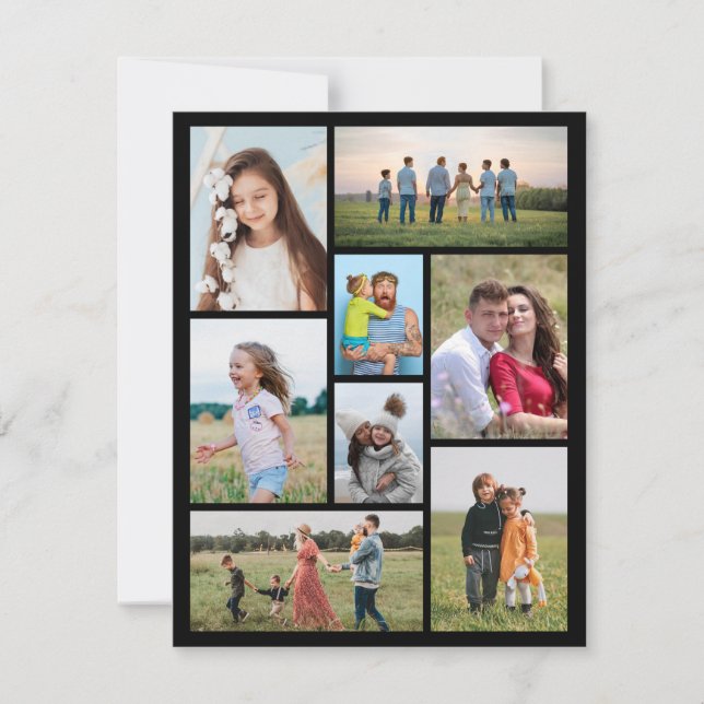 Cartão Crie sua própria colagem de 8 fotos (Frente)