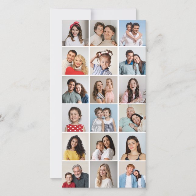 Cartão Crie Sua Própria Colagem de Fotos 18 Cor Editável (Frente)