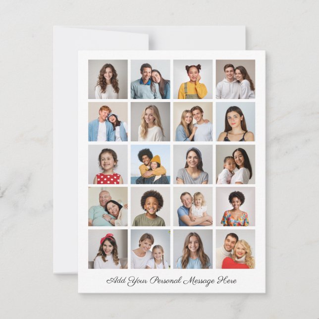 Cartão Crie sua própria colagem de fotos 20 adicione sua  (Frente)