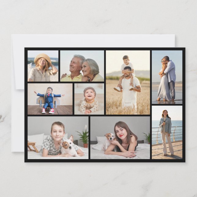 Cartão Crie sua própria colagem de fotos de 9 (Frente)