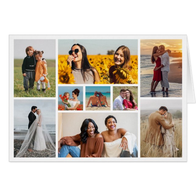 Cartão Crie sua própria colagem de fotos de 9 (Frente Horizontal)