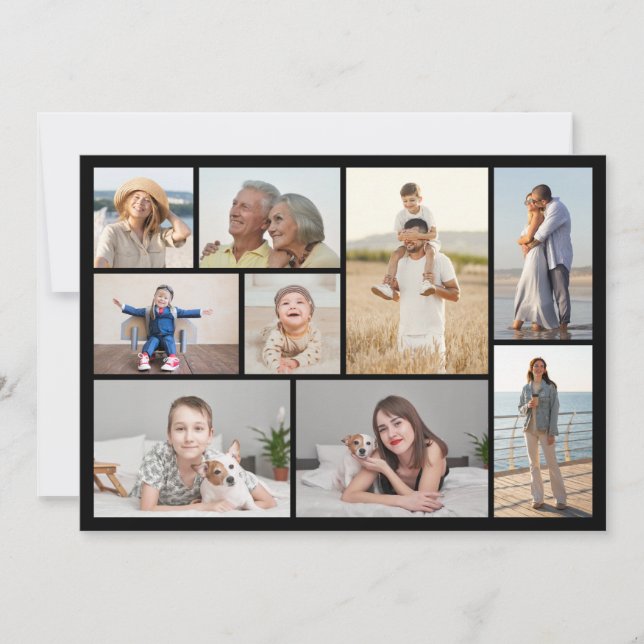 Cartão Crie sua própria colagem de fotos de 9 (Frente)