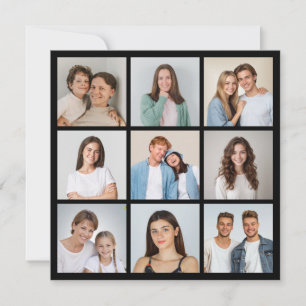 Cartão Crie Sua Própria Colagem de Fotos de 9 Fotos para
