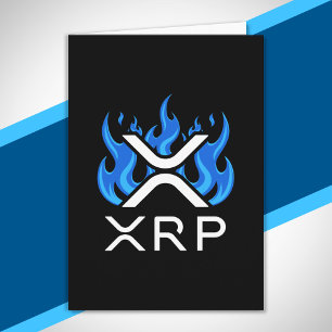 Cartão Criptocurrency XRP Crypto Blue Flames Fire Melt