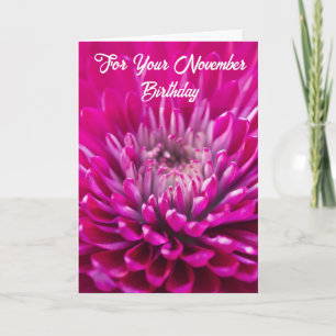 Cartão Crisântemo Roxo Flor de Nascimento de Novembro