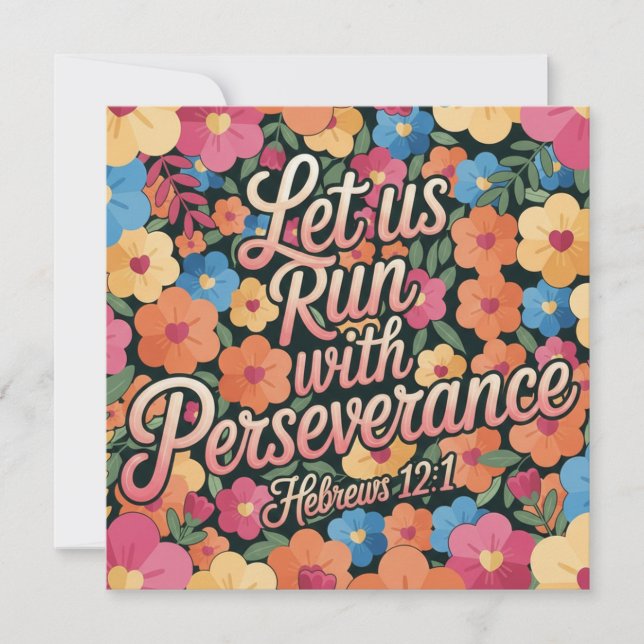 Cartão Cristão Floral “Vamos Correr com Perseveran (Frente)
