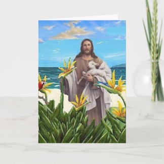 Cartão Cristo Com Pássaro De Paraíso