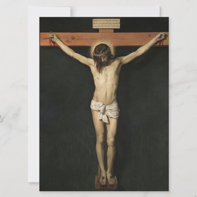 Cartão Cristo Crucificado na Cruz (Fé) (Velazquez) (Frente)