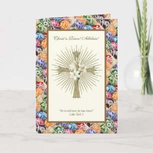 Cartão Cristo de Ovos de Páscoa ucraniano é Risen Allelui