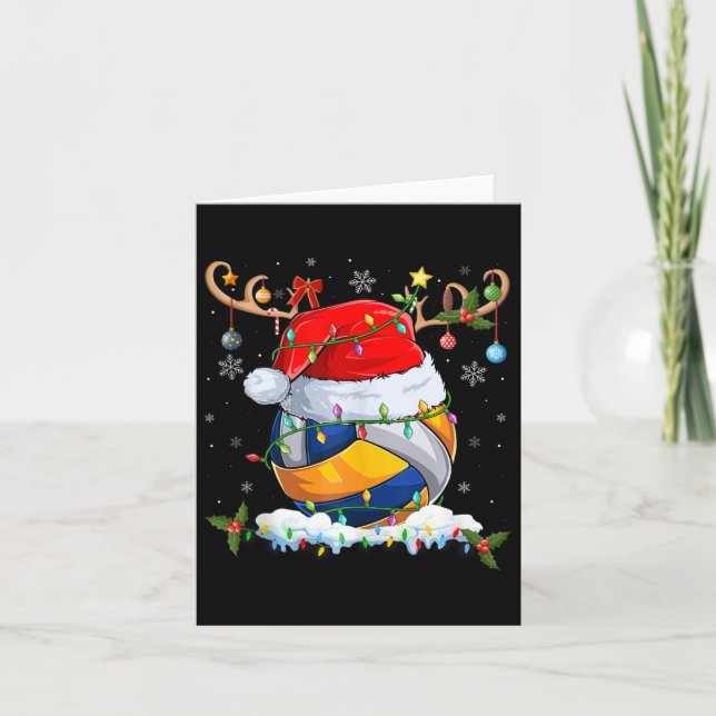 Cartão Cristo de Voleibol para Reindeer Santa Hat para Il (Frente)