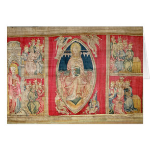 Cartão Cristo enthroned com os animais apocalípticos