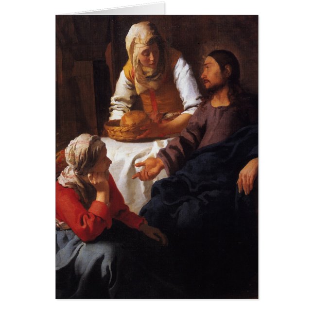 Cartão Cristo na casa de Mary & de Martha (Frente)