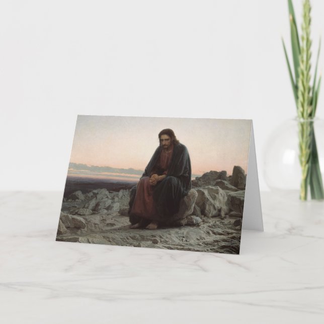 Cartão Cristo na Natureza Selvagem (por Ivan Kramskoi) (Frente)