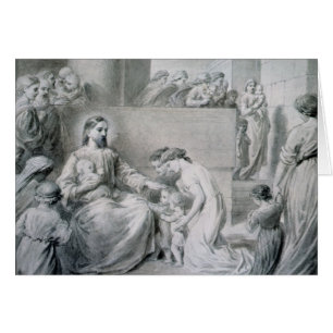 Cartão Cristo que abençoa crianças pequenas
