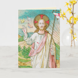 Cartão Cristo risen com Páscoa de borboletas