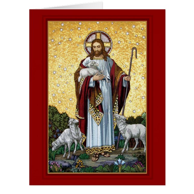 Cartão Cristo The Good Shepherd Tiling, Kufstein, Áustria (Frente)