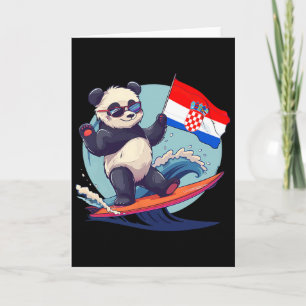 Cartão Croácia Panda Urso Surfando Raízes Croatas Croácia