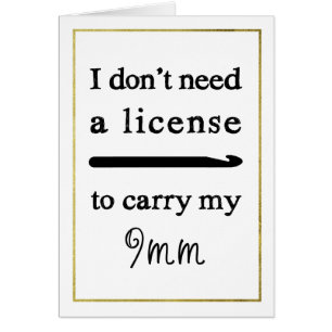 Cartão Crochet Hook License Faux Gold Border Crafts