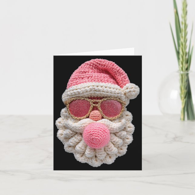 Cartão Crochet Santa Blowing Bubble Gum Christmas Girly K (Frente)