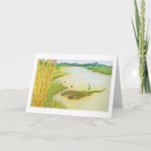Cartão Crocodile Love Drawing Greeting Card
